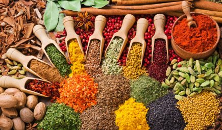 colorful composition with different spices and herbs